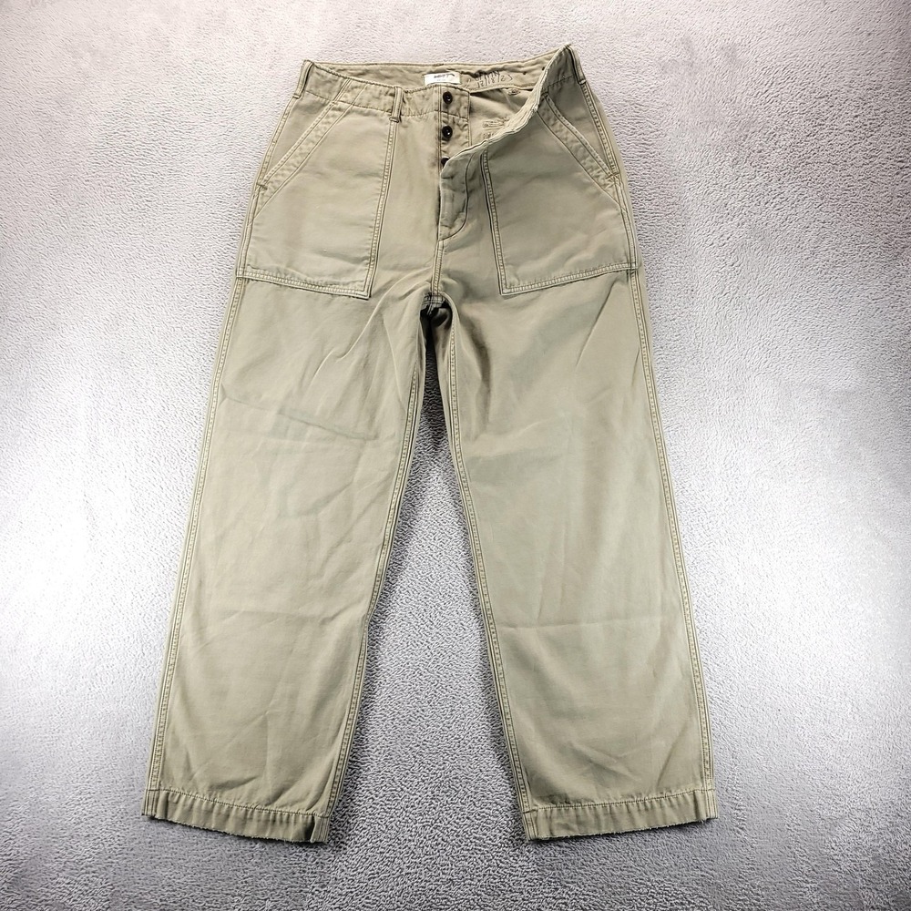 American Eagle Pants Mens 30x27 Green AE77 Canvas Button Fly Military Utility